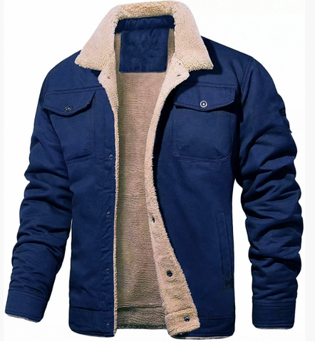 Men's Shearling Collar Jacket for Winter Wear