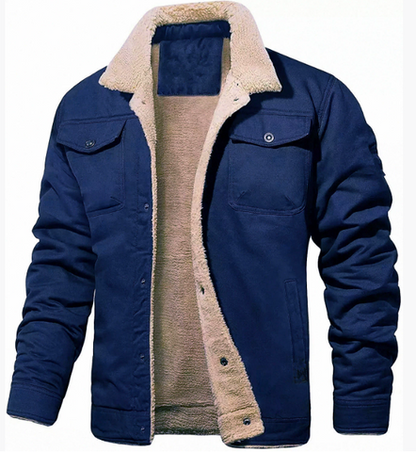 Men's Shearling Collar Jacket for Winter Wear