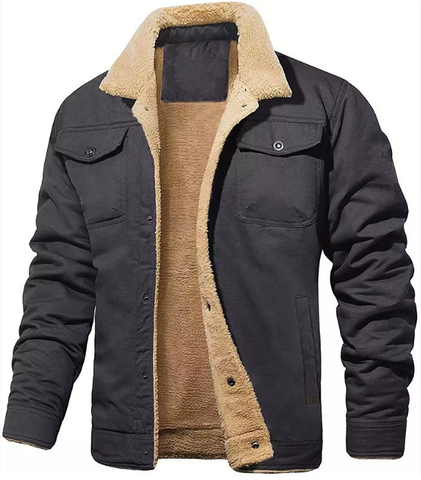Men's Shearling Collar Jacket for Winter Wear