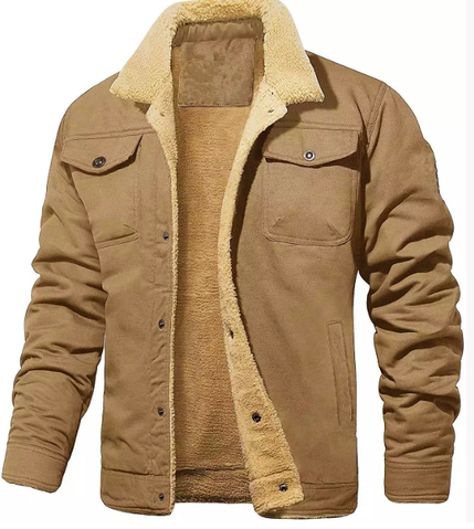 Men's Shearling Collar Jacket for Winter Wear