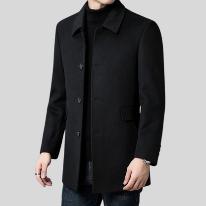 Men’s Stylish Single-Breasted Overcoat for Winter Events