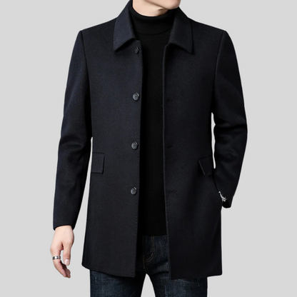Men’s Stylish Single-Breasted Overcoat for Winter Events
