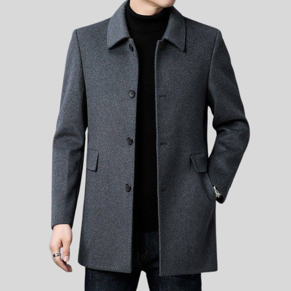 Men’s Stylish Single-Breasted Overcoat for Winter Events