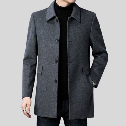 Men’s Stylish Single-Breasted Overcoat for Winter Events