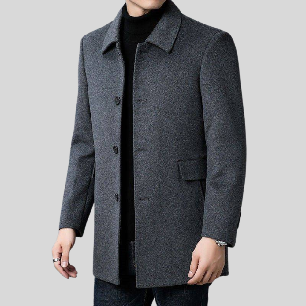 Men’s Stylish Single-Breasted Overcoat for Winter Events