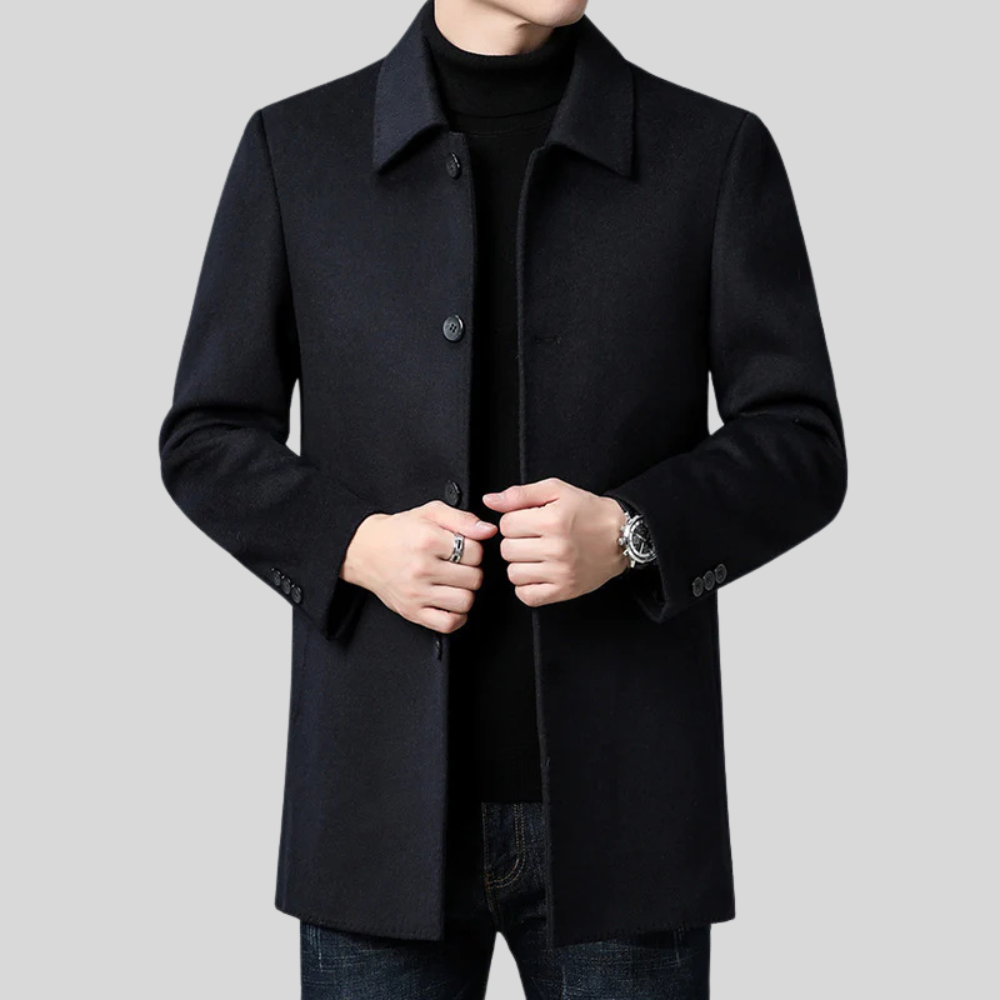 Men’s Stylish Single-Breasted Overcoat for Winter Events