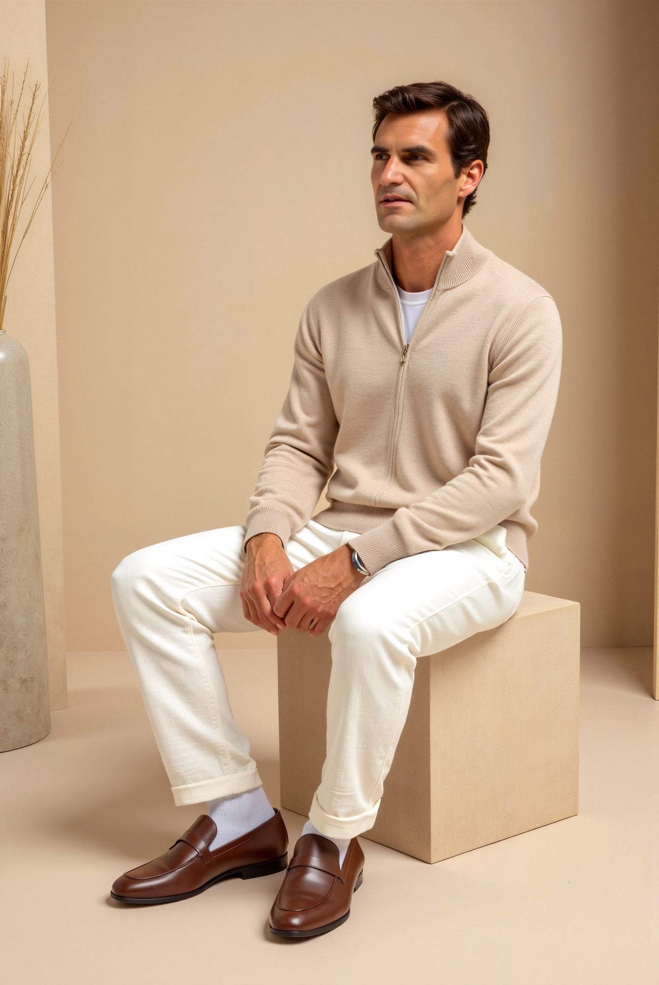 Men's Slim Fit Zip Jacket - Stylish Stand-Up Collar