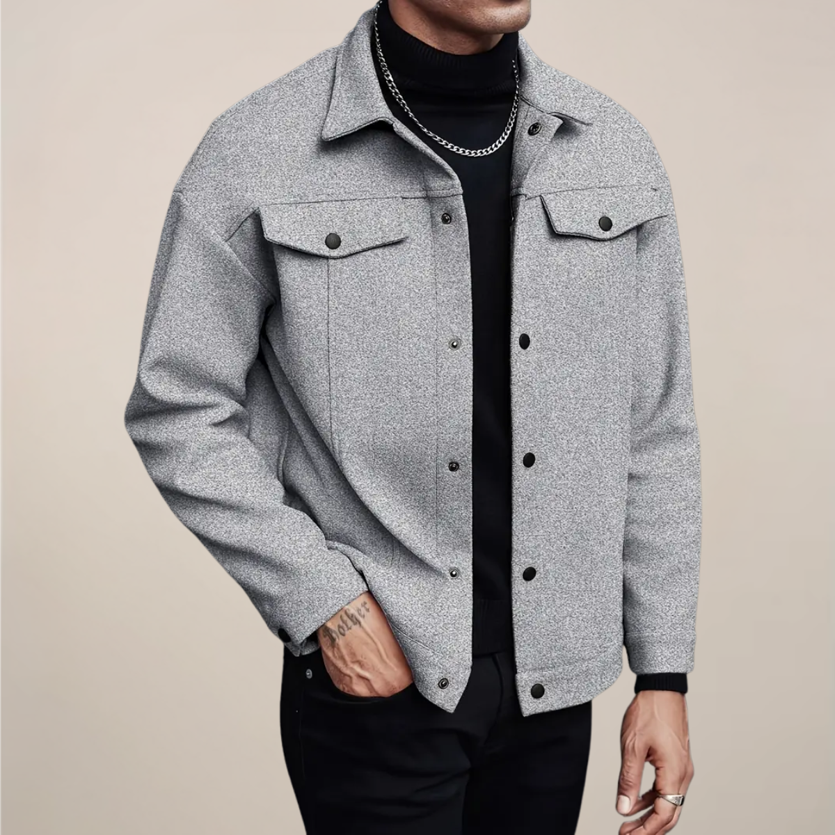 Men's Stylish Button-Up Jacket for Autumn & Winter Wear