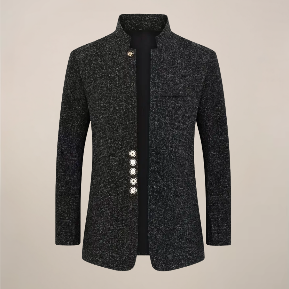 Men's Stand Collar Jacket – Stylish Single-Breasted Design for Any Occasion