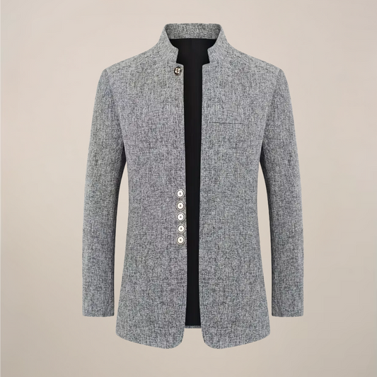 Men's Stand Collar Jacket – Stylish Single-Breasted Design for Any Occasion