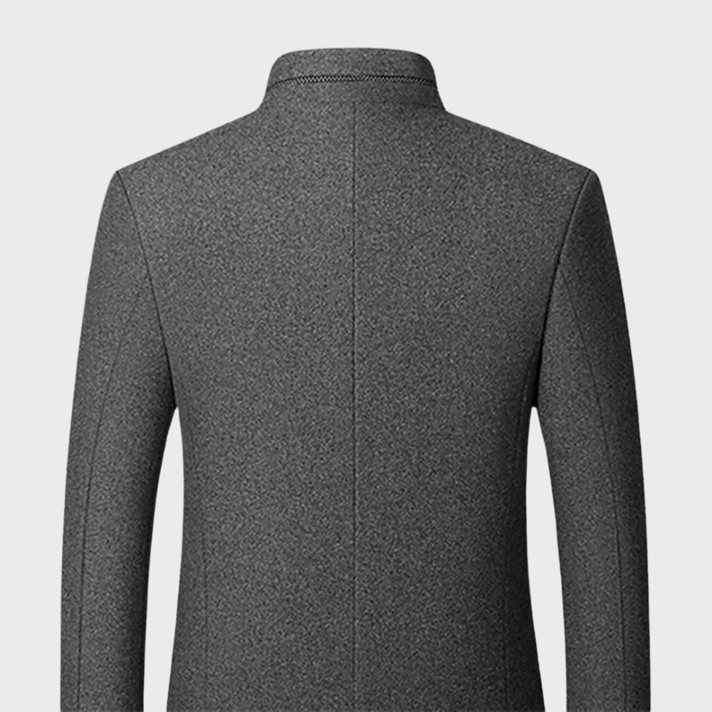 Men’s Stand Collar Business Coat with Side Pockets for Stylish Occasions