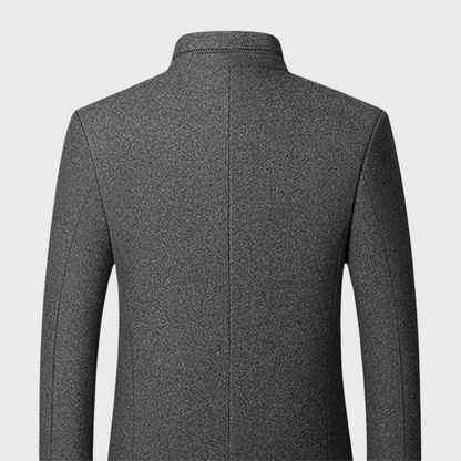 Men’s Stand Collar Business Coat with Side Pockets for Stylish Occasions