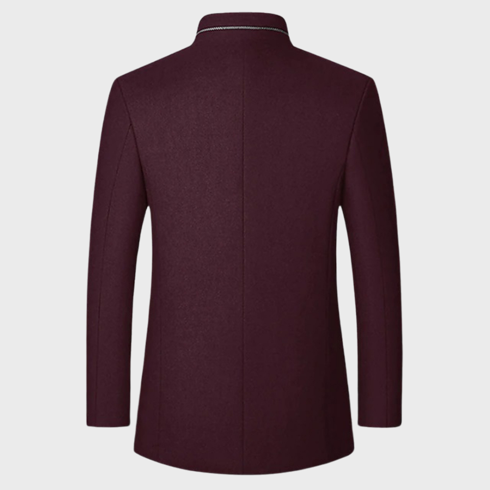 Men’s Stand Collar Business Coat with Side Pockets for Stylish Occasions