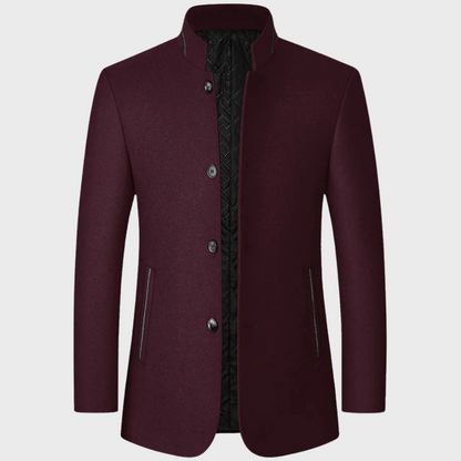 Men’s Stand Collar Business Coat with Side Pockets for Stylish Occasions
