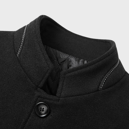 Men’s Stand Collar Business Coat with Side Pockets for Stylish Occasions