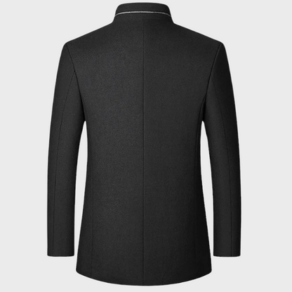 Men’s Stand Collar Business Coat with Side Pockets for Stylish Occasions