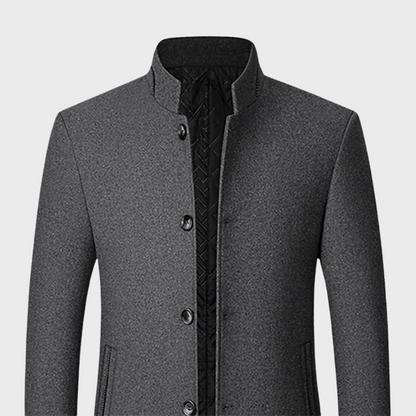 Men’s Stand Collar Business Coat with Side Pockets for Stylish Occasions