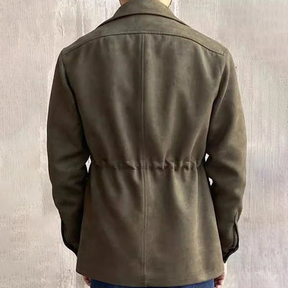 Men's Suede-Style Hunting Jacket – Four-Pocket Design for Outdoor Adventures