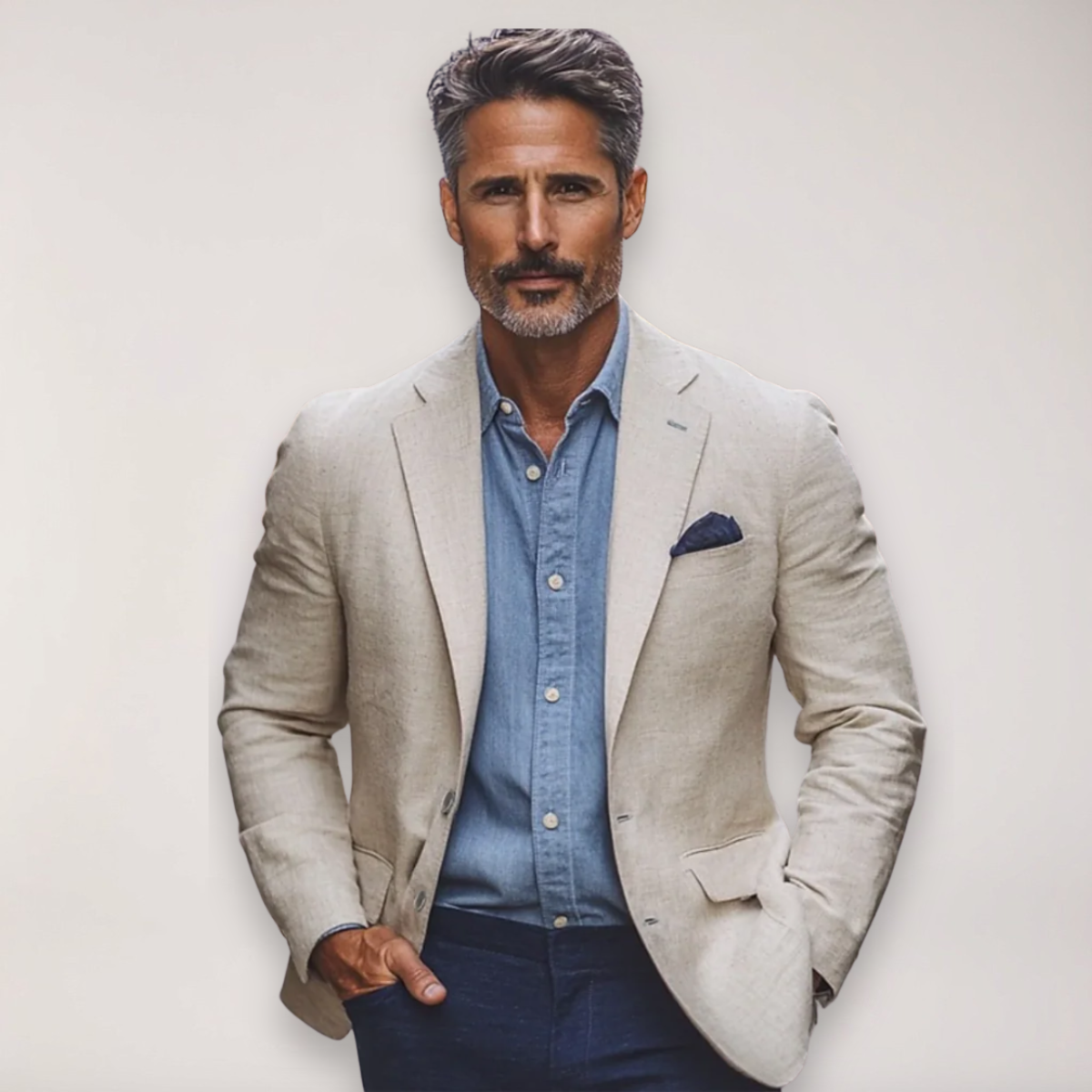 Men's Smart Casual Blazer in Beige, Navy, Blue, and Grey - Ideal for Office and Events