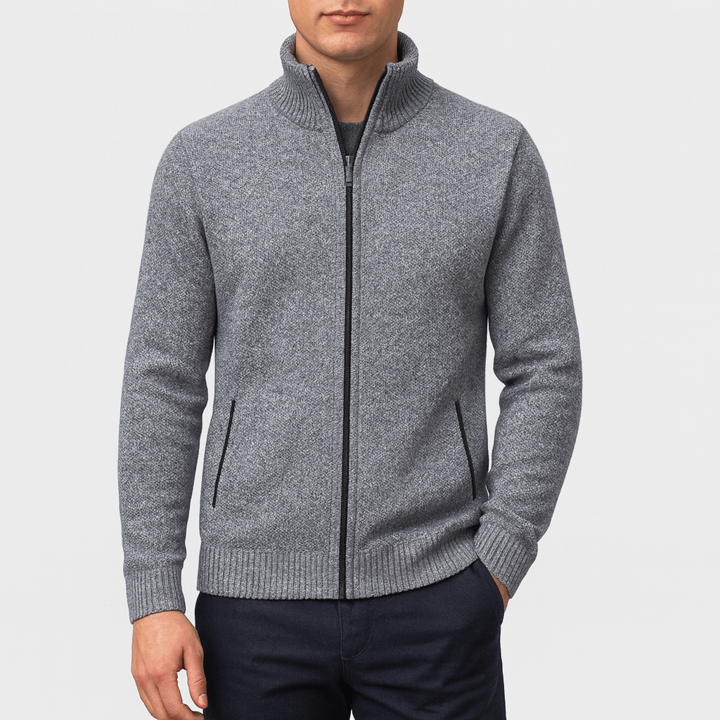 Men’s Zip-Collar Cardigan - Stylish Knit for Any Occasion