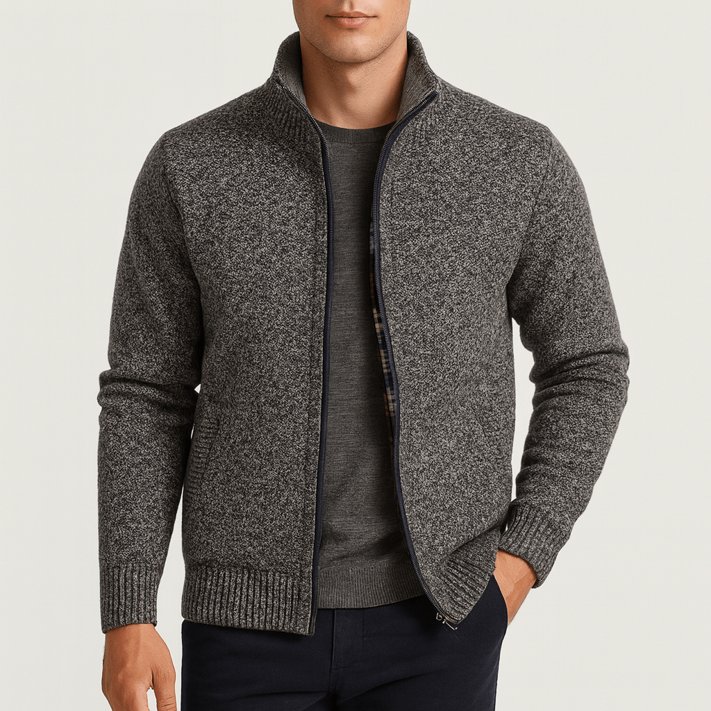 Men’s Zip-Collar Cardigan - Stylish Knit for Any Occasion