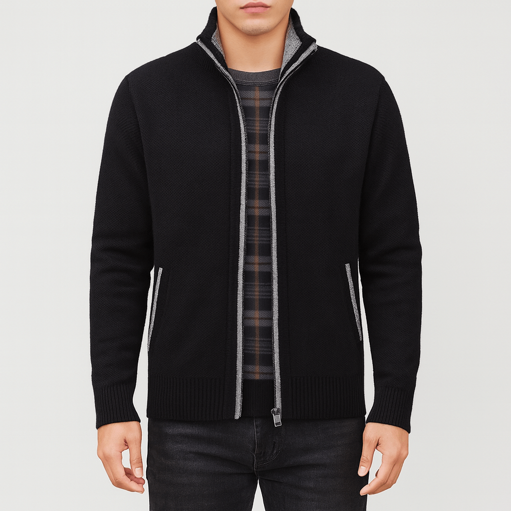 Men’s Zip-Collar Cardigan - Stylish Knit for Any Occasion