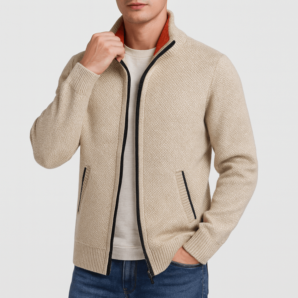 Men’s Zip-Collar Cardigan - Stylish Knit for Any Occasion