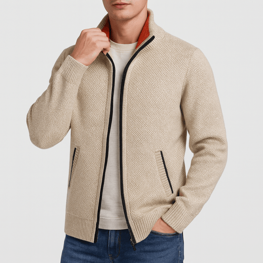 Men’s Zip-Collar Cardigan - Stylish Knit for Any Occasion