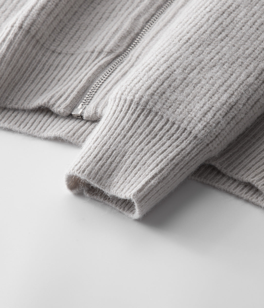 Men's Ribbed Funnel Neck Zip Cardigan for All Occasions