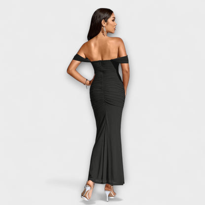 Ione - Chic Off-Shoulder Ruched Dress for Any Occasion