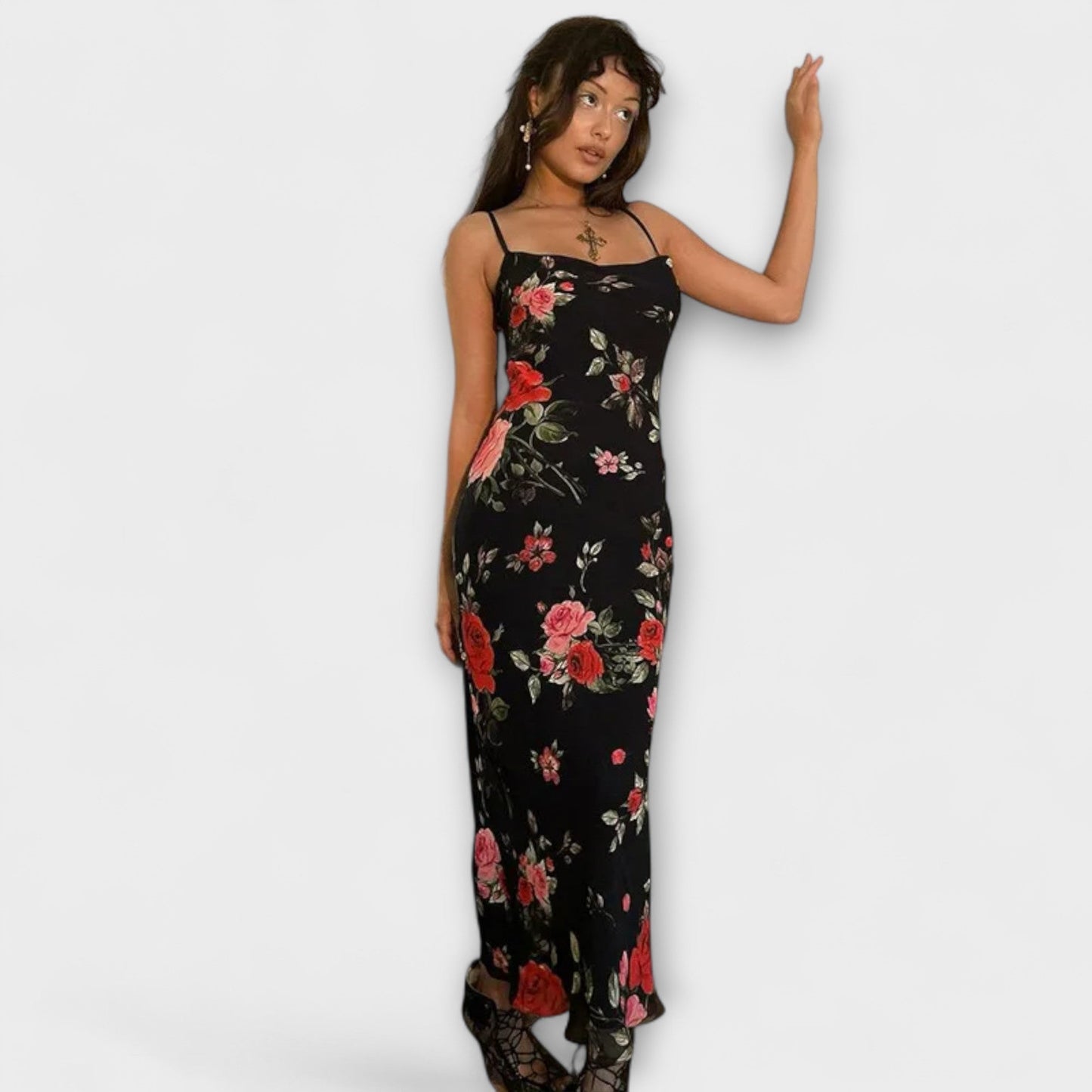 Floral Print Spaghetti Strap Dress for Parties