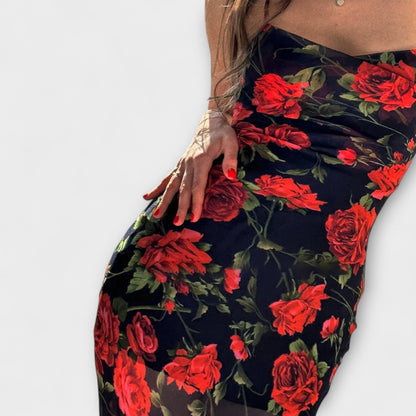 Floral Print Spaghetti Strap Dress for Parties