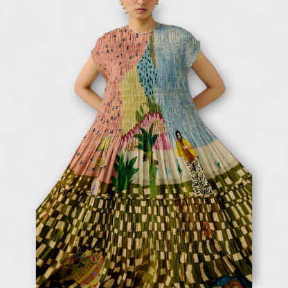 Amara Animal Print Pleated Dress for Chic Occasions