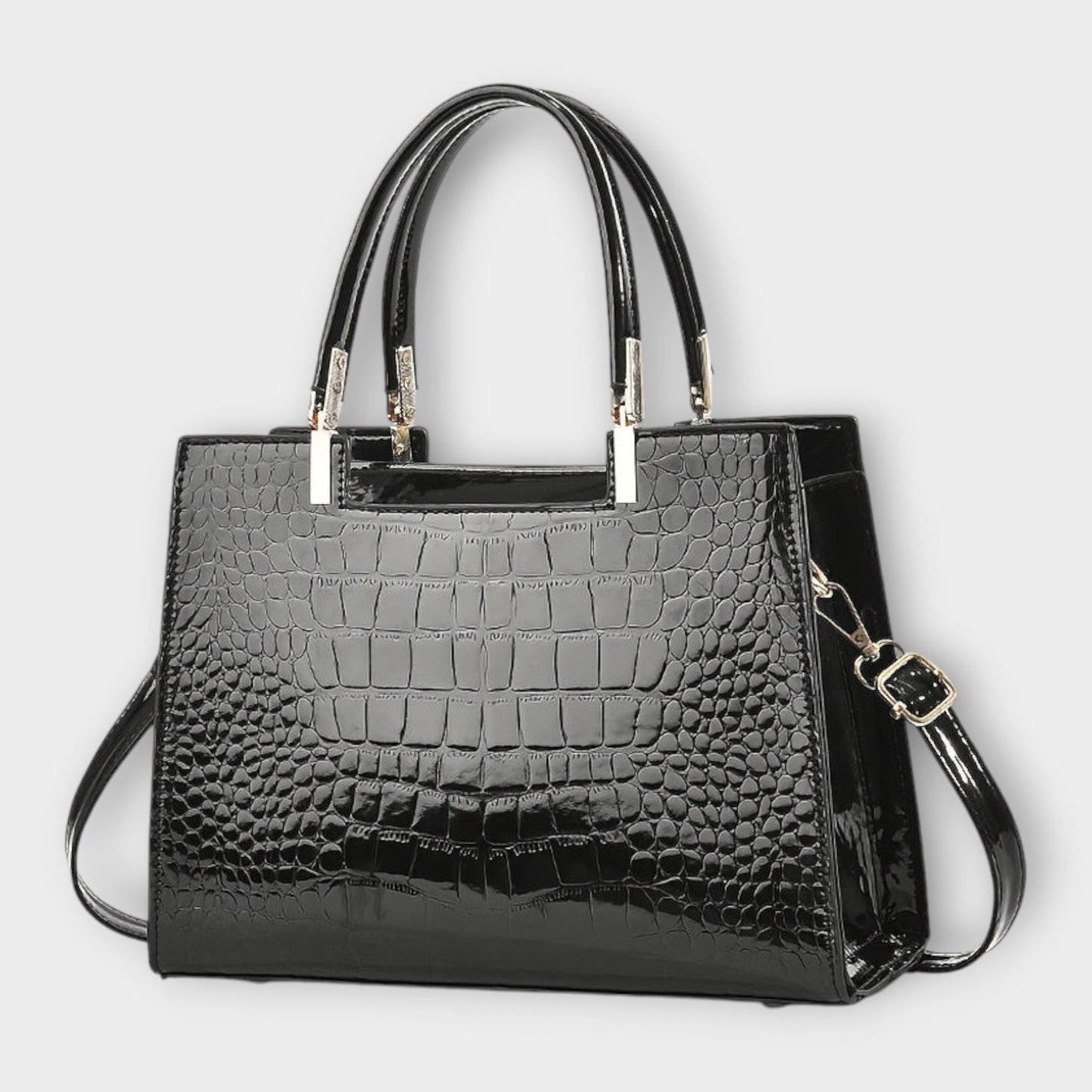 Glossy Crocodile Pattern Handbag for Chic Occasions