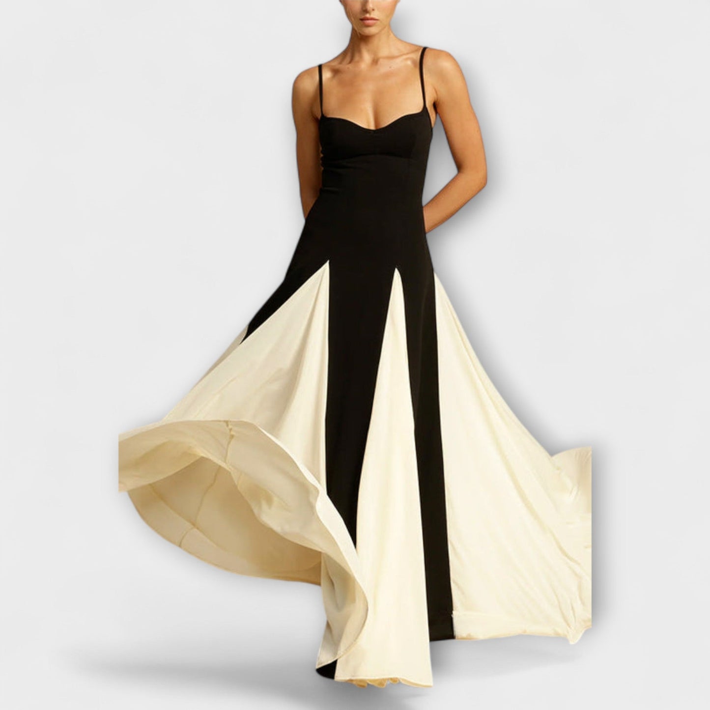 Ember - A-Line Maxi Dress with Tulle Panels for Special Occasions