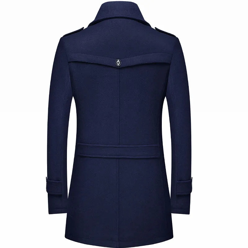Men's Military-Style Longline Overcoat for Any Occasion