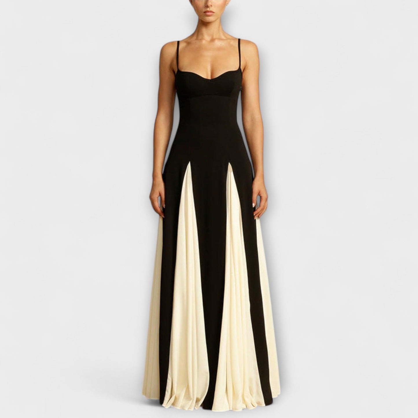 Ember - A-Line Maxi Dress with Tulle Panels for Special Occasions