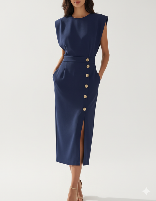 Navy Blue Midi Dress for Stylish Occasions